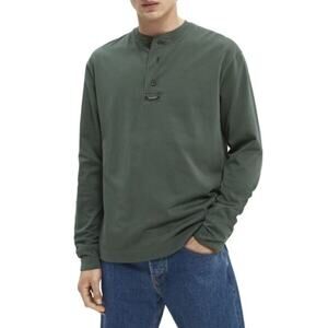 SCOTCH & SODA Grandad Henley Green Long Sleeve T-shirt Sz S